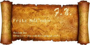 Fritz Nándor névjegykártya